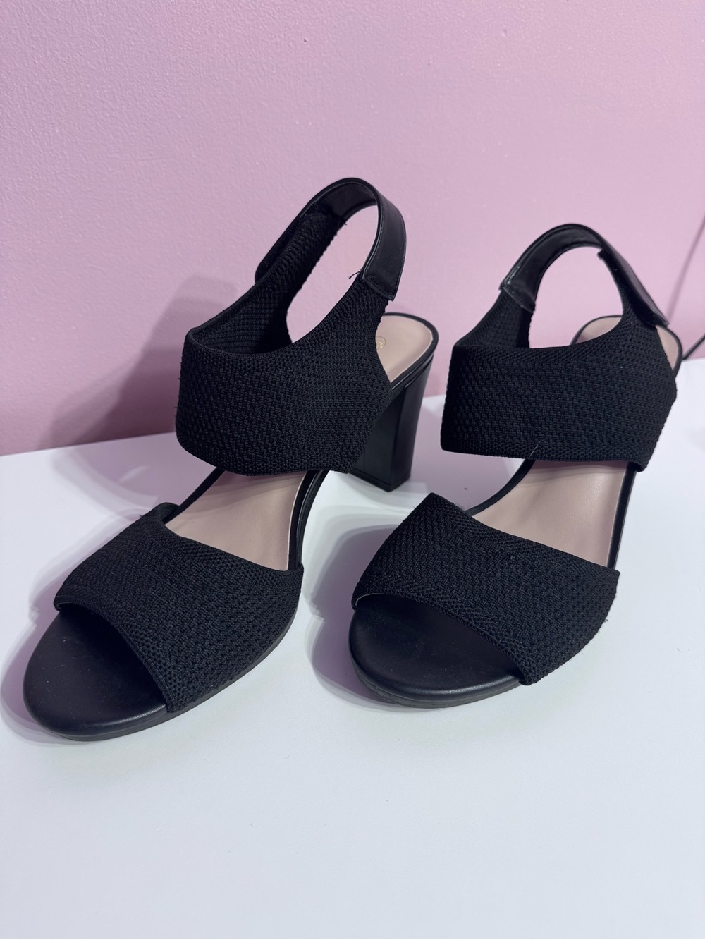 Black Women's Block Heel Slingback Sandals